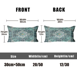 XPHZZL Cushion Covers 30cm x 50cm Set of 2 Soft Decorative Square Throw Pillow Case Boho Pillowcases for Sofa Bedroom Outdoor Home Office Car Decor with Invisible Zipper 12 x 20 Inch- Teal/Multi