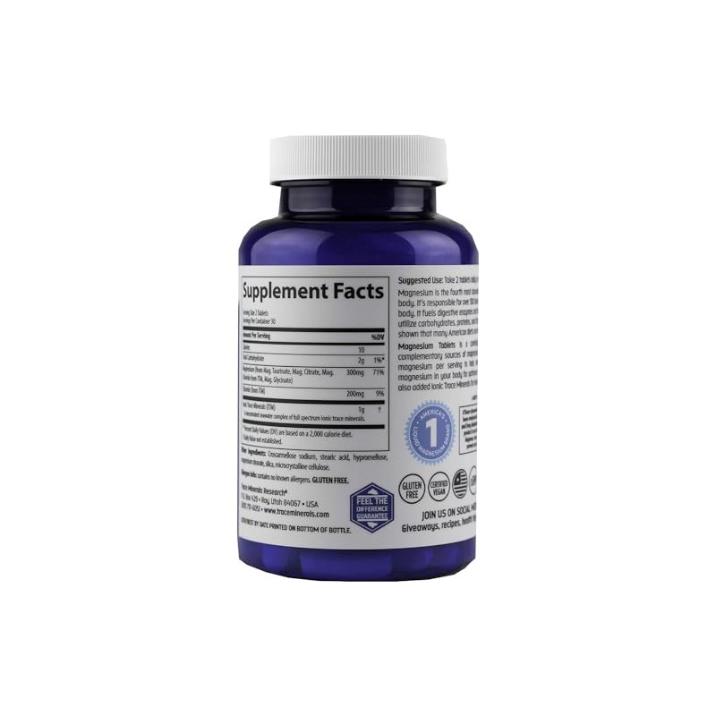 Trace Minerals Magnesium Tablets, 60 Tabs Tabletas de Magnesio 60