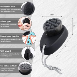 VWMYQ Cepillo limpiador facial de silicona con burbujas de jabón, cepillo exfoliante facial de mano, limpiador suave, limpieza de poros, masaje para todo tipo de piel, color negro 1