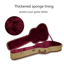 Crossrock Cases CRW600D Hardshell Arch Top Wooden Case for 6 or 12 String Acoustic Dreadnought Guitars, Vintage Tweed