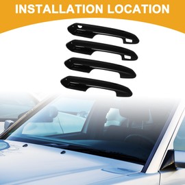 Partuto Side Door Handle Cover with Smart Keyhole - for Toyota RAV4 2019-2021 Plastic Black - 4 Pcs