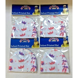 Baby King Lot of 4 Pcs Newborn Baby King 100% Cotton Knit Infant Printed Bay Boy Girl Hat