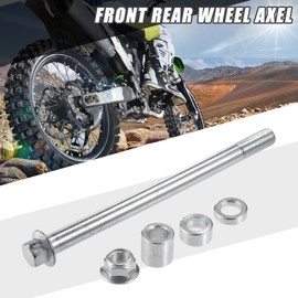 A ABSOPRO Front Rear Axle with Bushing and Screw Bolt M12 180mm Dirt Bike Scooter ATV Wheel Axle Steel Alloy Silver Tone
