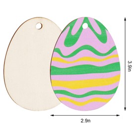 Yookat 50 Pieces Easter Egg Wooden Cutout Unfinished Wood Easter Egg Ornaments Egg Wood DIY Crafts Cutouts Easter Egg Unfinished Wood Slices for Painting Crafts and Easter Decorations (3.9 inch)