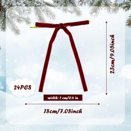 UILYNIU Pack of 24 Christmas Bows, Christmas Tree Bows, Bowknot with Ties, Christmas Bows Decoration, Decorative Bows for Family Celebrations, Party Decoration, Gift Decoration (Red)