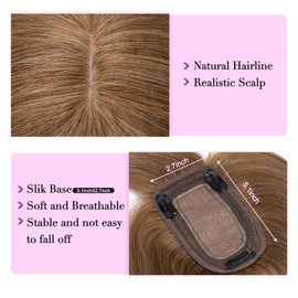 Prokyvity Hair Topper for Women With Thinning Hair - 100% Human Hair With Bangs, 2.7 x 5.1in, 150% Density, 6 Inch #06 Light Brown