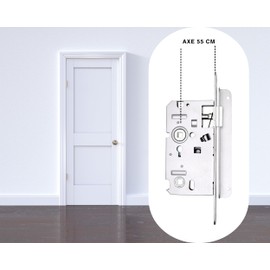 Alsace Lock with Locks, Axle 55 mm, Hole Spacing 72 mm, Square 8 mm, Right, Grey