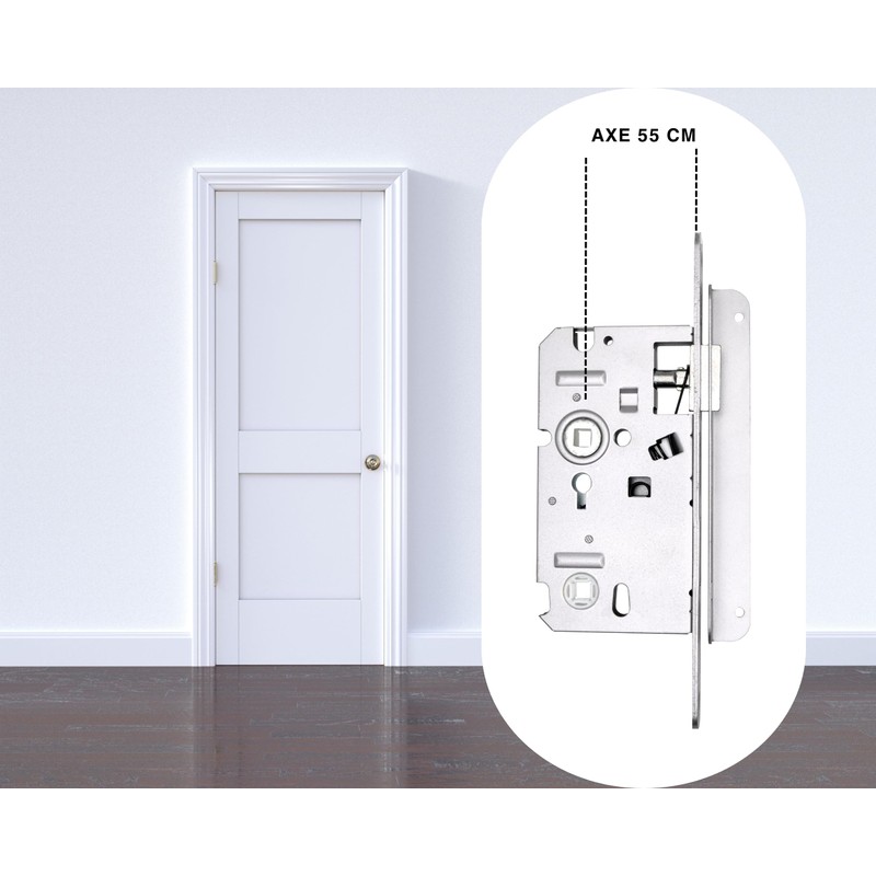 Alsace Lock with Locks, Axle 55 mm, Hole Spacing 72
