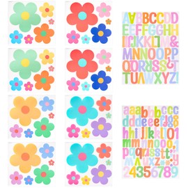 HICOHAND Flower Wall Decal, 10 Sheet Flower Letter Wall Stickers Peel and Stick Floral Wall Decor for Bedroom Living Room Window Decor Home Decor