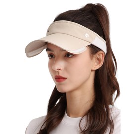 lulupila Unisex Visor Cap Sun Hat Adjustable Brim Running Sun Hat UV-Resistant Tennis Hat and Golf Hat, khaki, Unit size