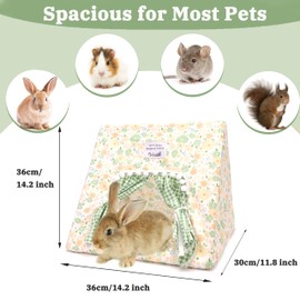 Guinea Pig Hideout Large with Curtain, Bunny Hideout, Machine Washable Guinea Pig Hide Tent Houses & Habitats, Small Animal Hideout for Pet Rabbit, Ferret, Rat, Chinchilla, Squirrel