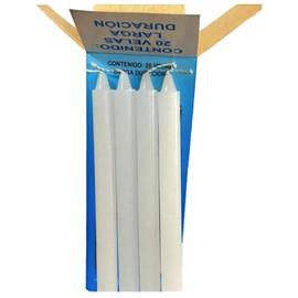 La Paz, Paquete con 240 Velas, Blanco - Larga Combustión - Pura parafina - 1.7 x 20 cm.