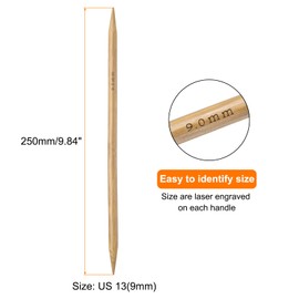 HARFINGTON 8Pcs Bamboo Knitting Needles Double Pointed Size US 13(9mm) Carbonized 10 Inch(25cm) Straight for Handmade Creative DIY Knitting Craft Yarn