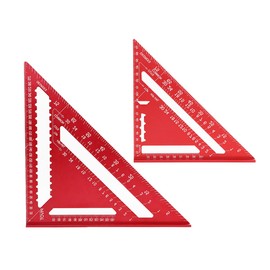 Verve Jelly 2Pcs Carpenter Triangle Rulers, 7 Inch and 12 Inch Speed Square, Square Protractor, Aluminum Alloy Triangle Ruler, Layout Measuring Tool for Home Builders DIY Lover Artists, Red