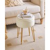 IBUYKE Faux Leather Round Footrest Stool with Storage Ottoman, Makeup