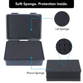 Lykus HC-2120 Mini Hard Case Dry Box with Foam Insert, Interior Size 8.3x5.9x2.7 in, IP66 Splash-Proof, Suitable for Cellphones, Tools, Small Devices and More