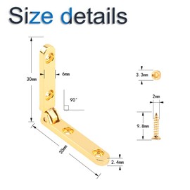 INCREWAY Angle Box Hinge, 20Pcs Zinc Alloy 90 Degree Angle Box Hinge Quadrant Hinge Folding Lid Support Hinge Mortise Hinge Box Hardware for Jewelry Box Gift Box Wine Box Small Wooden Box (Gold)