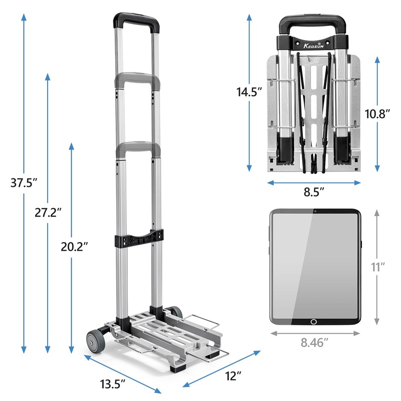 KEDSUM Mini Luggage Cart with Wheels Foldable, Lightweight Trolley Cart