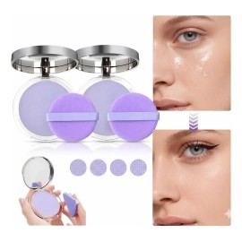 2pcs Polvo Matificador Cremoso Lavanda Maquillaje Mate Textura Seda Control de Aceite Elimina Brillo Facial Larga Duracion ， prebase y polvos fijadore