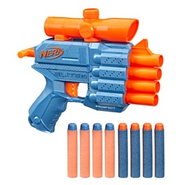NERF Lanzador Elite 2.0 Prospect QS-4-8 Dardos Elite Oficiales - Mira telescópica Fija - Lanza 4 Dardos