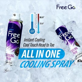 FreeGo Cooling Spray for Body, Hair and Scalp Anti-itch, Tea Tree, Biotin, Rice Extract, Menthol, and Coconut. 80ml, Travel Size. Comfort Haircare