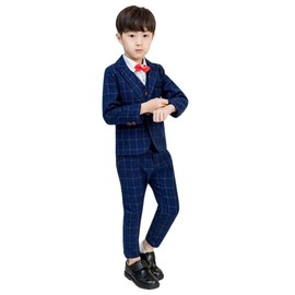 alice-eshop 90-170 Boys Formal Suit, Kids, Formal Clothing, Checkered Pattern, Cool, School Entrance Ceremony, Shichi-Go-San Graduation Ceremony, 8308 Blue (5 Piece Set)
