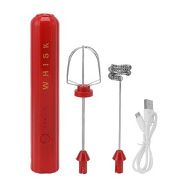 Handheld Usb Rechargeable Milk Foam Maker With 2 Stainless Whisks Electric Mini Mixer 3 Speeds For Coffee Matcha Latte Cappuccino Hot Chocolate(Red)