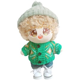 niannyyhouse 7.9 inches (20 cm) Doll Clothes, Cotton Doll's Clothes, Hat+Top+T-Shirt+Shorts+Shoes, 5 Piece Set, Panda Clothes, Retro Sweater Cardigan, Doll Baby Clothes, Changing Green Plush