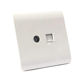 Trendi Artistic Modern Glossy Tactile TV Co-axial Socket + Telephone Socket White ART-TLP+TVWH