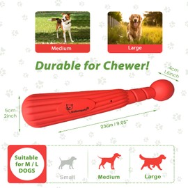 Volacopets Large Durable Rubber Dog Chew Toys, Dog Chew Sticks Teething Toys, Dog Toys for Medium and Large Dogs, Smooth Gums and Release Anxiety, Smear Treats Inside, Red