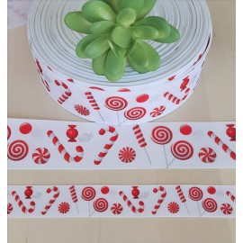 Unbranded 5/8, 7/8 & 1.5” (1 YD) Candy Cane Grosgrain Ribbon Peppermint Christmas Candy - 5/8 inch