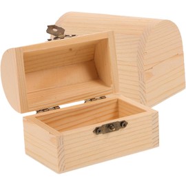 DIY Unfinished Wooden Pirate Treasure Chest, Pine Wood Storage Box with Hinged Lid, Locking Clasp, Decorative Pine Wood Craft Box