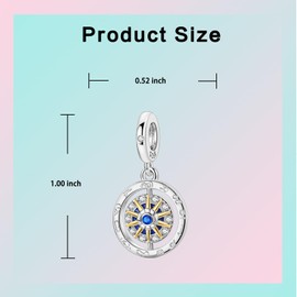 BIZK Charms Pendant 925 Silver for Bracelets, Compatible with European Bracelets and Necklaces for Women, Sterling Silver