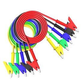 Cleqee Dual End Alligator Clip Cord Set 1000V 15A Alligator Clip to Alligator Clip Test Lead with Insulation Clip Copper Cable for Science Experiment Electrical Test 1m 5 Pack Test Line Test Line