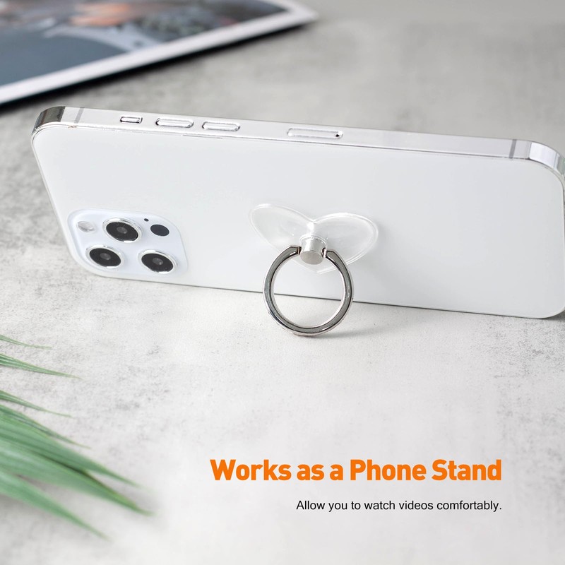 [2 Pack] Transparent Diamond Setting Cell Phone Ring Holder Stand,360