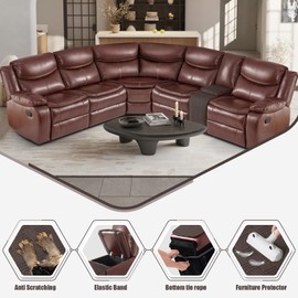 KinCam Waterproof Recliner Sectional Couch Covers, Oversized Reclining Sofa Covers for L Shape Couch, Non Slip Couch Cover for Sofa Washable Slipcover (1 Seat Console Cover, Chocolate)