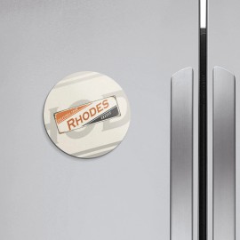 Unbranded Rhodes Retro Travel Tin Sign | 4'' X 4'' Round Decorative Magnet