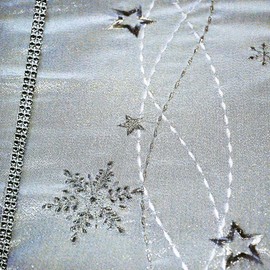 Simhomsen Embroidered, Beaded, Lined, Silver Christmas Holidays Snowflakes Runner for Table, Dresser Top or Furniture (14 × 70 Inches)