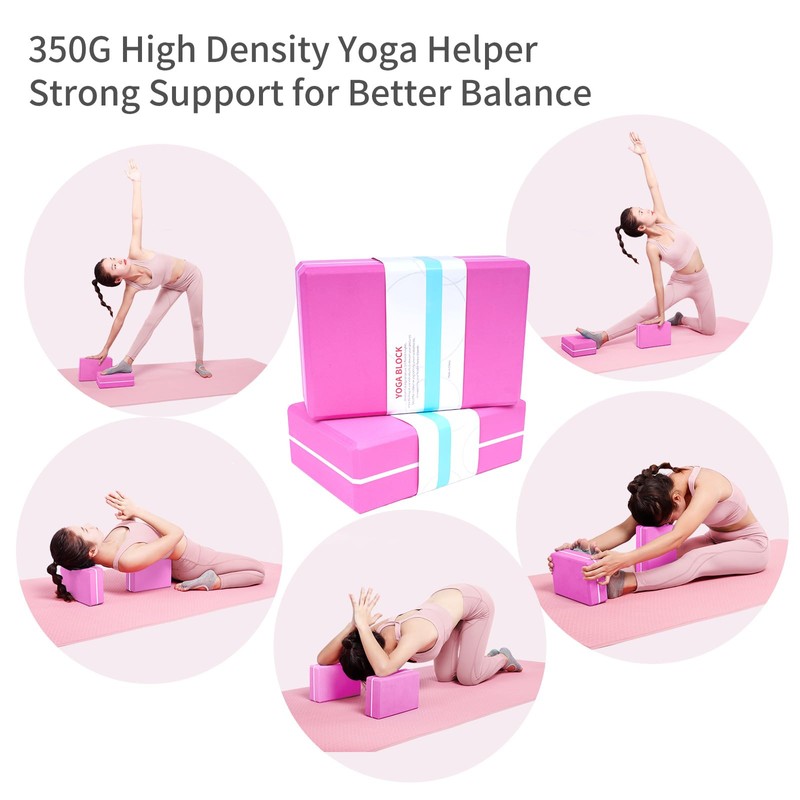 Yoga Blocks Set of 2 with 12 Loop Stretch Band