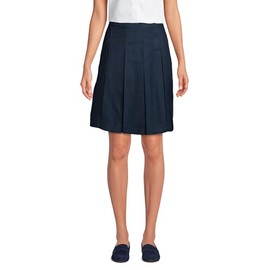 Lands' End Uniform Box Pleat Skirt Top of Knee Classic Navy Plus 24w