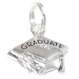 ICYROSE Solid 925 Sterling Silver Dangling Graduate Cap Charm Bead