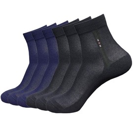 Paquete de 6 calcetines ultra delgados y transpirables para hombre de malla de verano de algodón, 3 pares negro+3 pares azul marino L, Talla única