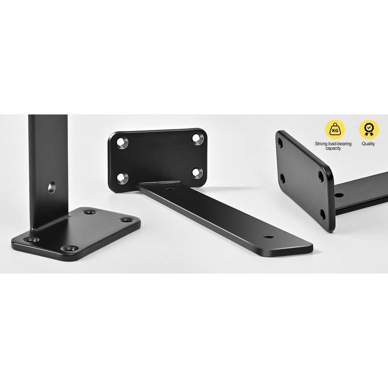 2 Pack - 10 inch Black Hidden L Shelf Bracket