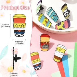 KitBeads 9Pcs Boba Bubble Tea Enamel Pins Coffee Cup Brooch 9 Colours Milk Tea Cup Lapel Pins for Backpacks Clothes Crafts Bulk