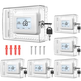 6 PCS Large Thermostat Lock Box Cover with Key, Clear Thermostat Cover with Lock Compatible with Home Thermostat On Wall, AC Lock Box Cover with Key Fits Thermostats 5" H x 6" W or Smaller