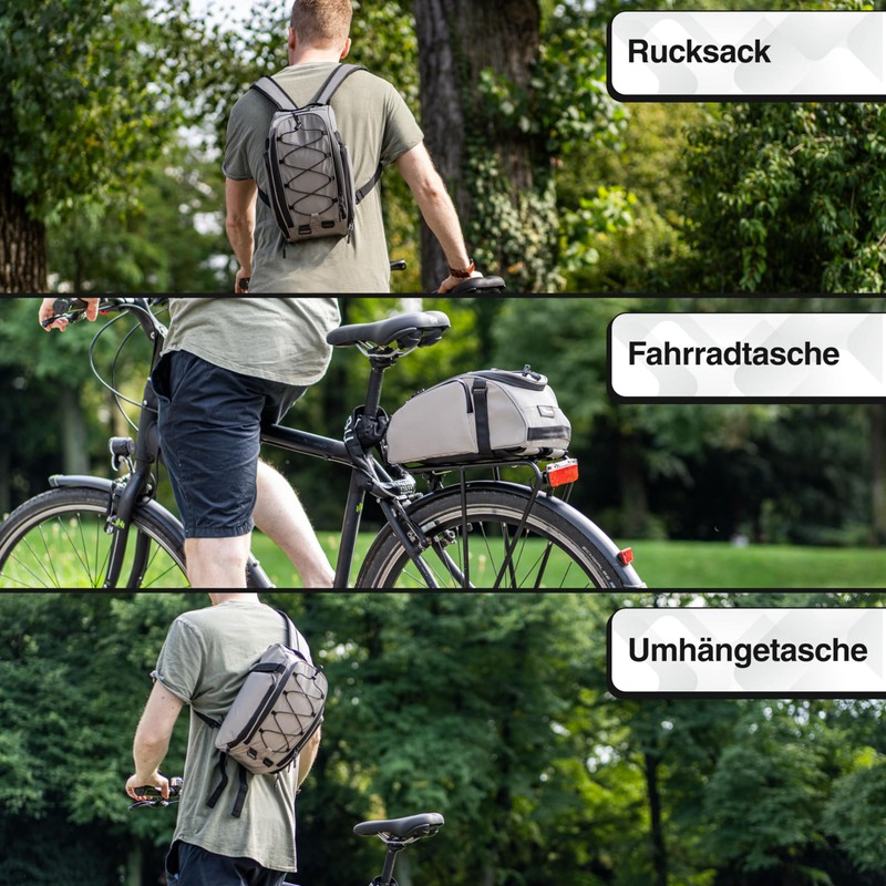 Valkental - 3-in-1 Bicycle Bag for Pannier Rack - 10L