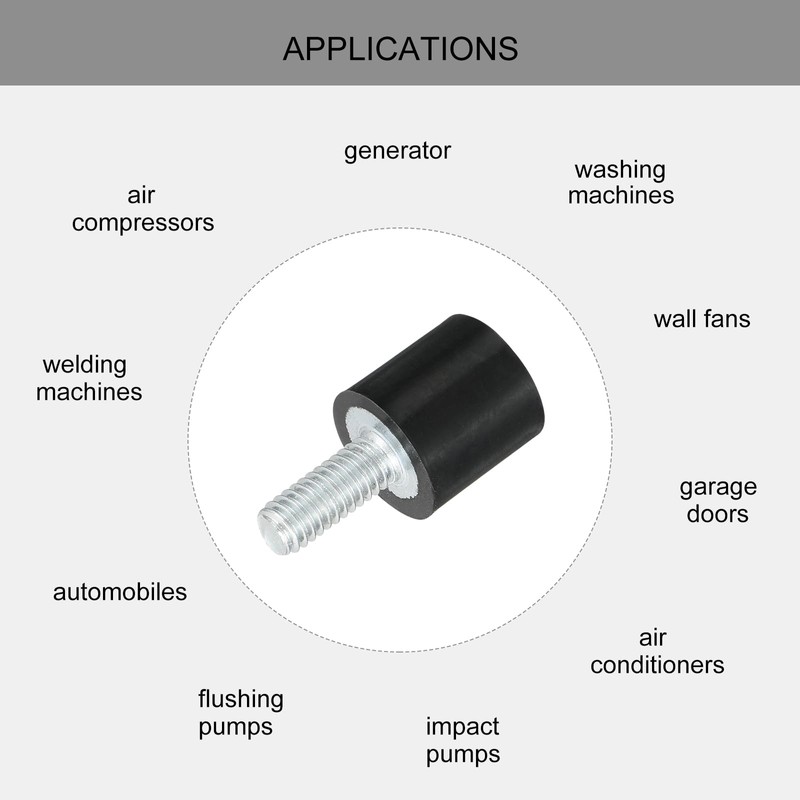 QUARKZMAN M4 Threaded Rubber Bushings, Vibration Insulators, Cylindrical Shock Absorber