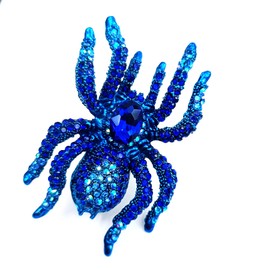 CYPINA Broche de araña de cristal azul realista estilo bohemio, joyería de regalo, 2.75''X3.35'', Vidrio, cristal