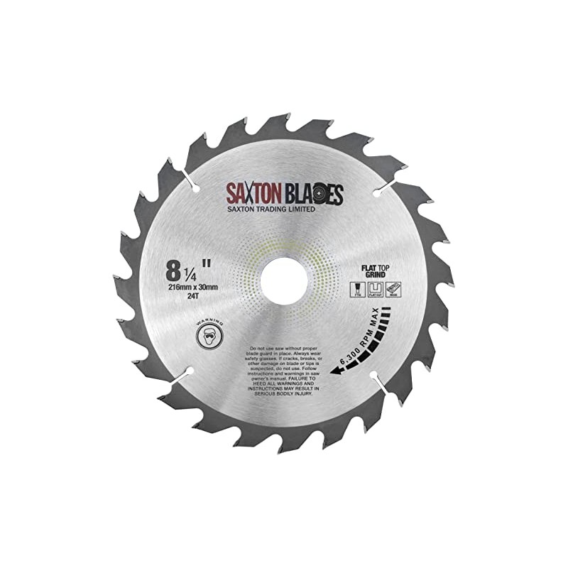 Saxton Flat Top TCT Circular Saw Blade 216mm x 24T