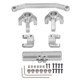 RC Front Steering Set Aluminum Alloy Rear Axle Base Set for ECX Barrage 1/24 for RGT 1/24 for FTX 1/24 Climbing Car Silver